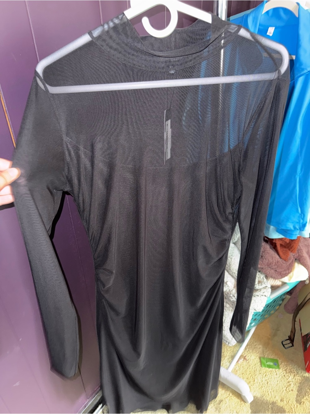 Steve Madden Black Sheer Mesh Top Long Sleeve